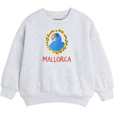 Grå Collegegensere Mini Rodini Grey melange Parrot Embroidery Sweatshirt 116/122