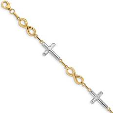 Discount Jewelers Cross Infinity Symbol Link Chain Bracelet - Silver/Gold