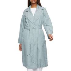 Turquoise - Women Coats Bernardo Houndstooth Belted Trench Coat