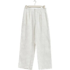 Hvite - XXL Bukser Gina Tricot Petite Linen Trousers - Offwh/Stripe