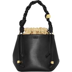 Beuteltaschen Ganni Bou Bucket Bag in Black Polyester/Polyurethane/Leather Women's