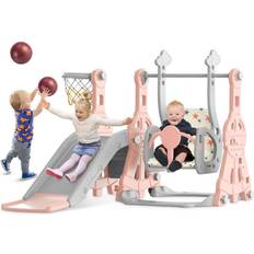 Seeutek 4 in 1 Toddler Slide & Swing Set