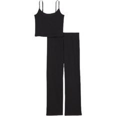 PINK Women's Heart Pointelle Long Pajama Set - Black