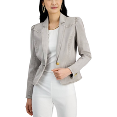 Cotton - Women Blazers I.N.C. International Concepts Women's Denim Blazer - Steam Grey