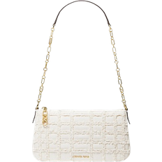 Michael Kors Women Bags Michael Kors Empire Medium Frayed Denim Chain Link Pochette - Optic White