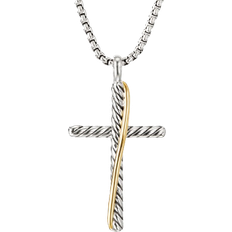 David Yurman Crossover Cross Necklace - Gold/Silver