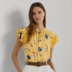 Blouses on sale Lauren Ralph Lauren Women's Tie-Neck Flutter-Sleeve Top Yellow