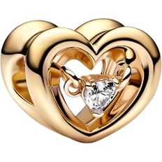 Gold Plated - Women Charms & Pendants Pandora Radiant Heart & Floating Stone Charm - Gold/Transparent