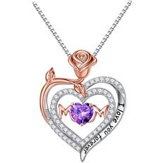 Iefil Mom Birthstone Necklace - Silver/Rose Gold/Multicolour