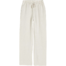 Damen - Leinen Hosen H&M Linen Blend Pull on Trousers - Light Beige