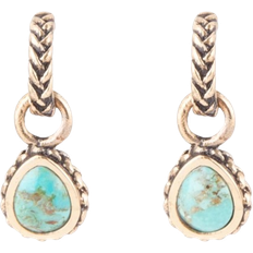 Barse Roped Charm Golden Earrings - Gold/Turquoise