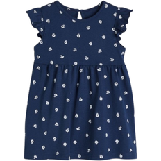 Kleider H&M Kid's Flounce Trimmed Jersey Dress - Dark Blue/Floral (0928133059)