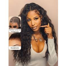 Black Wigs UNice 13x4 Pre-Cut Lace Frontal Super Secure Water Wave Wig 16 inch