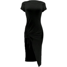 Midi Dresses on sale Shein Slayr Ladies Solid Color Drawstring Split Design Bodycon Dress