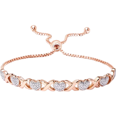 Macy's Women Bracelets Macy's Accent Heart X Link Bracelet - Rose Gold/Diamond