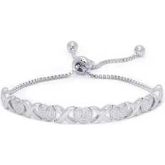 Diamond Bracelets Macy's Heart X Link Bracelet - Silver/Diamonds
