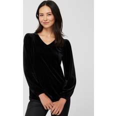 Velvet Blouses Women's Velvet Puff-Sleeve Top in Black Chico's Outlet, Discount Final Sale