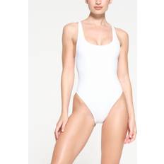 XXL Swimsuits SKIMS Scoop Neck One Piece White Signature