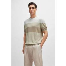 Linen - Men Sweaters BOSS Linen-blend Regular-fit Sweater With Accent Tipping