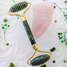 Rosa Gua Sha & Jade Rollers Serrated Roller & Rose Quartz Crow's Foot Gua Sha