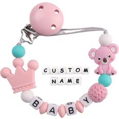 Stainless Steel Pacifiers & Teething Toys Amxiu Pacifier Clip with Personalized Baby Name