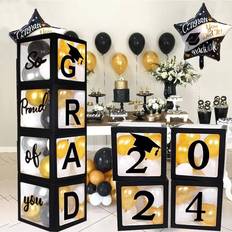 Table Decorations 2024 graduation party decoration black balloon boxes with letters 2024 grad & 1.63 Pounds