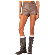 Shorts Edikted Women's Martine high rise faux leather shorts Brown XSmall