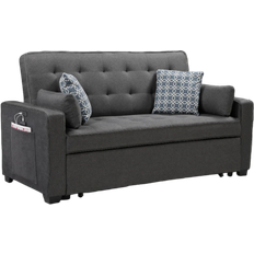 Latitude Run Square Arm Sleeper Gray Sofa 75" 3 Seater