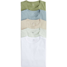 H&M Slim Fit T-shirts 5-pack - White/Green/Blue