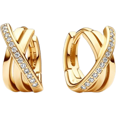 Pandora Gold Plated - Women Earrings Pandora Crossover Pavé Hoop Earrings - Gold/Transparent