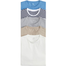 H&M Slim Fit T-shirts 5-pack - Navy Blue/Striped