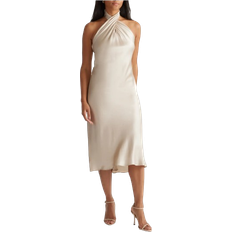 Quince Twist Halter Midi Dress - Champagne