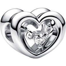 Pandora Radiant Heart & Floating Stone Charm - Silver/Transparent