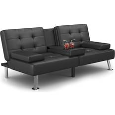Shahoo Upholstered Loveseat Black Sofa 65" 2 Seater