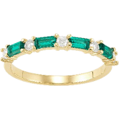 Welry Women's Baguette Cut Created Ring - Gold/Emerald/Diamonds
