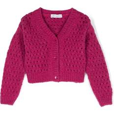 Monnalisa Open Knit Ribbed Cardigan - Raspberry Pink