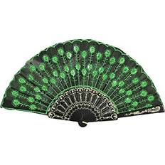 Peacock Feather Lace Folding Held Flower Fans