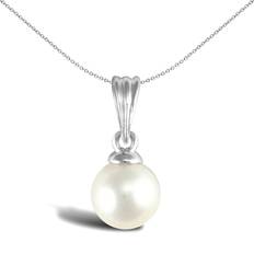 White Gold - Women Charms & Pendants Jewelco London 9ct white gold akoya pearl full pendant 6mm