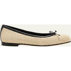 Manolo Blahnik 42 Ballerinas Manolo Blahnik Veralli Woven Bow Ballerina Flats KHAKI