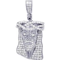 Jewelry Unlimited Jesus Face Pendant - White Gold/Diamonds