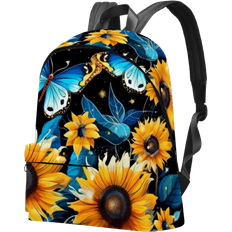 Ownta Starry Sky Sunflower Butterfly Pattern Travel Backpack - Multicolour