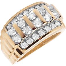 Jewelry Unlimited Men's Channel Wedding Band Ring - Gold/Diamonds
