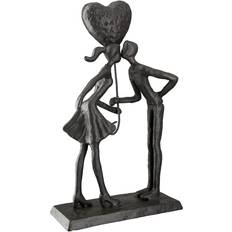 Eisen Dekofiguren Casablanca Moderne Design Sculpture Couple With Heart Balloon and Saying Charm Love Brown Dekofigur 22.5cm