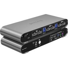 Terived 2 port dp usb 3.0 automatic kvm switch dual monitor 4k144hz two comp