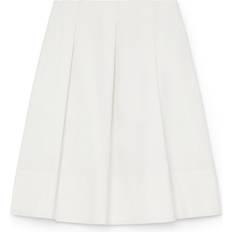 Midi Skirts - White Staud London Stretch Cotton Skirt