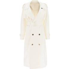 White - Women Coats Burberry Silk Trench Coat