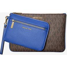 Toiletry Bags & Cosmetic Bags Michael Kors Jet Set Large Signature Logo And Leather 2-in-1 Travel Pouch