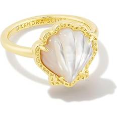Kendra Scott Women Rings Kendra Scott Brynne Gold Shell Band Ring in Ivory Mother-of-Pearl Mother Of Pearl