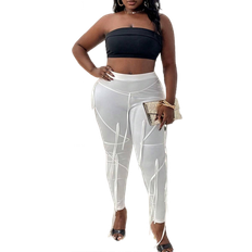 Shein White Pants Shein Slayr Plus Size Solid Color Tassel Pants
