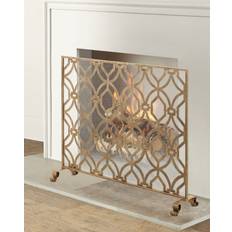 Fireplace Screens Geometric Design Single Panel Fireplace Screen ANTIQUE GOLD